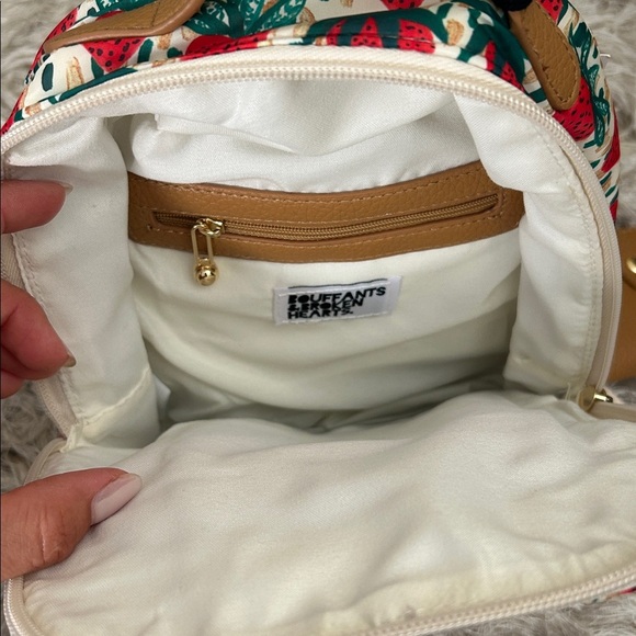 NWT Bouffants & Broken Hearts By Kendra Dandy Strawberry Print Backpack Sold Out - Picture 4 of 7